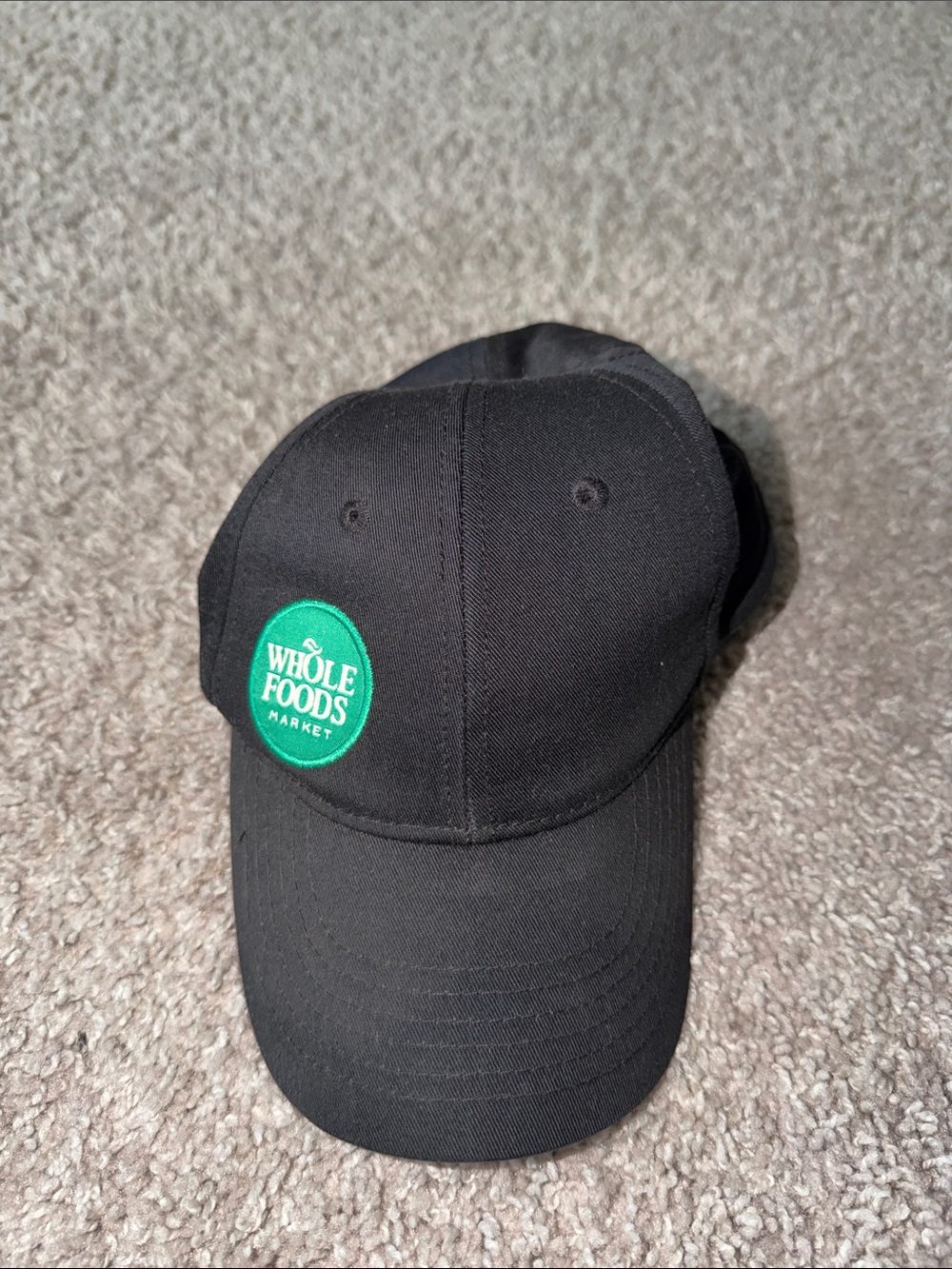 Whole Foods Market Black Baseball Cap with Green Logo